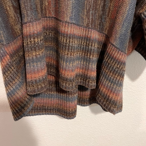 John & Mark Tunic Brown Multicolored Boho cowl neck 3/4 Dolman sleeve Sweater - Picture 3 of 7